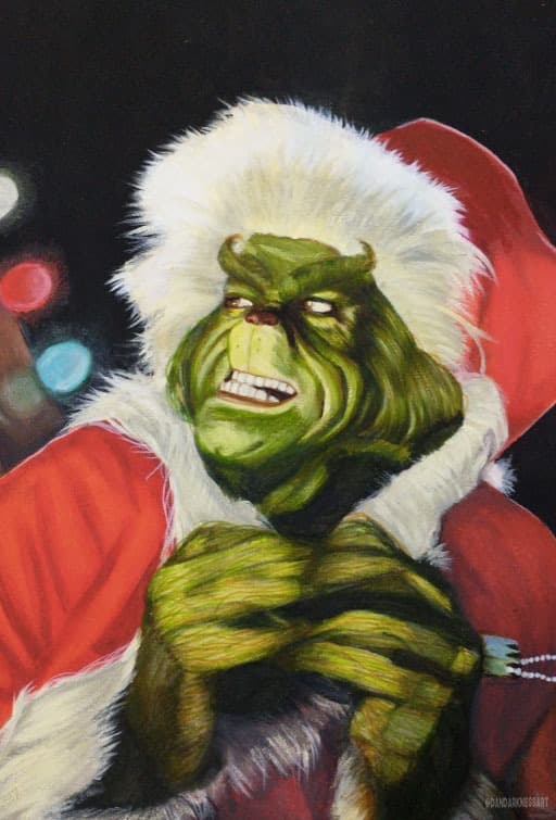 Pintura em tinta guache do Grinch